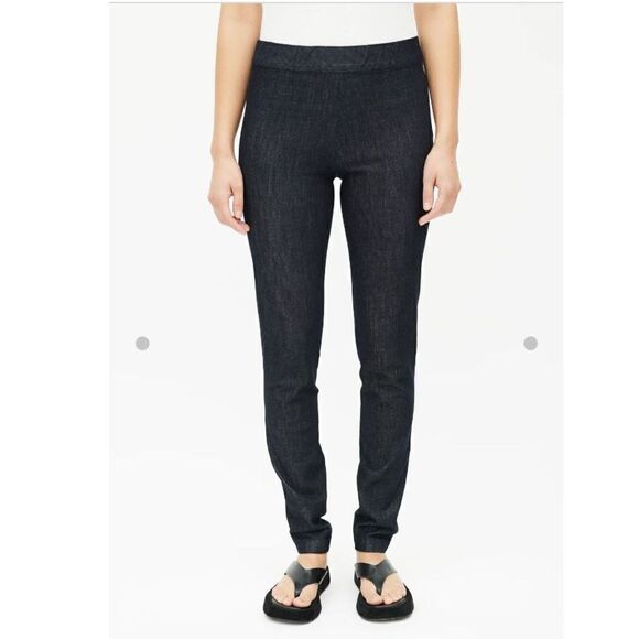 The Row Blue Denim Slim Trouser Pants Cotton Elastic Waist Women’s Size XS - Picture 2 of 15